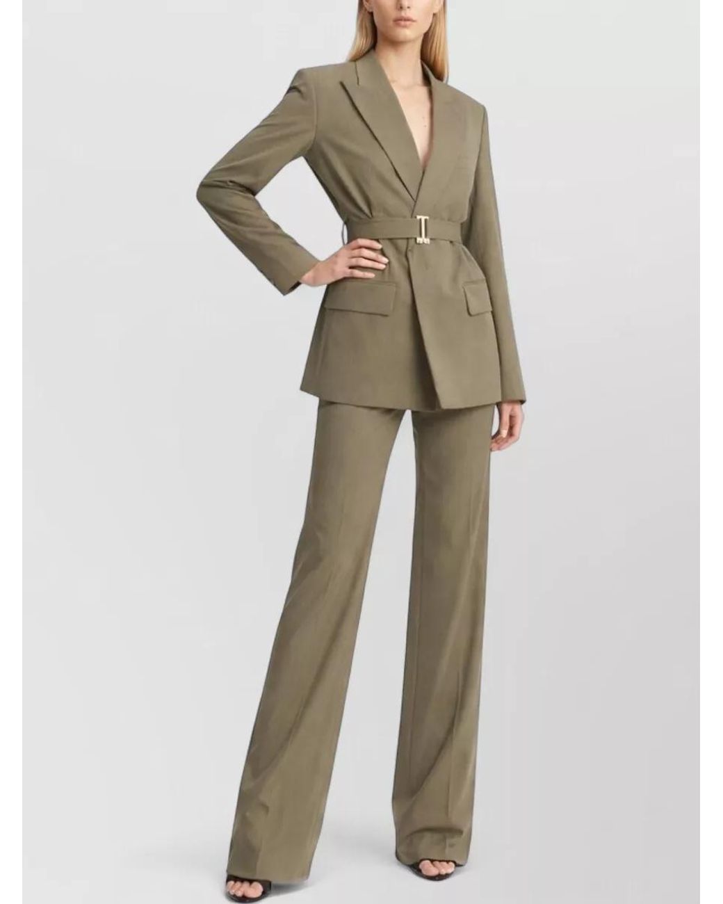 Victoria Beckham Green Belted Tailored Blazer