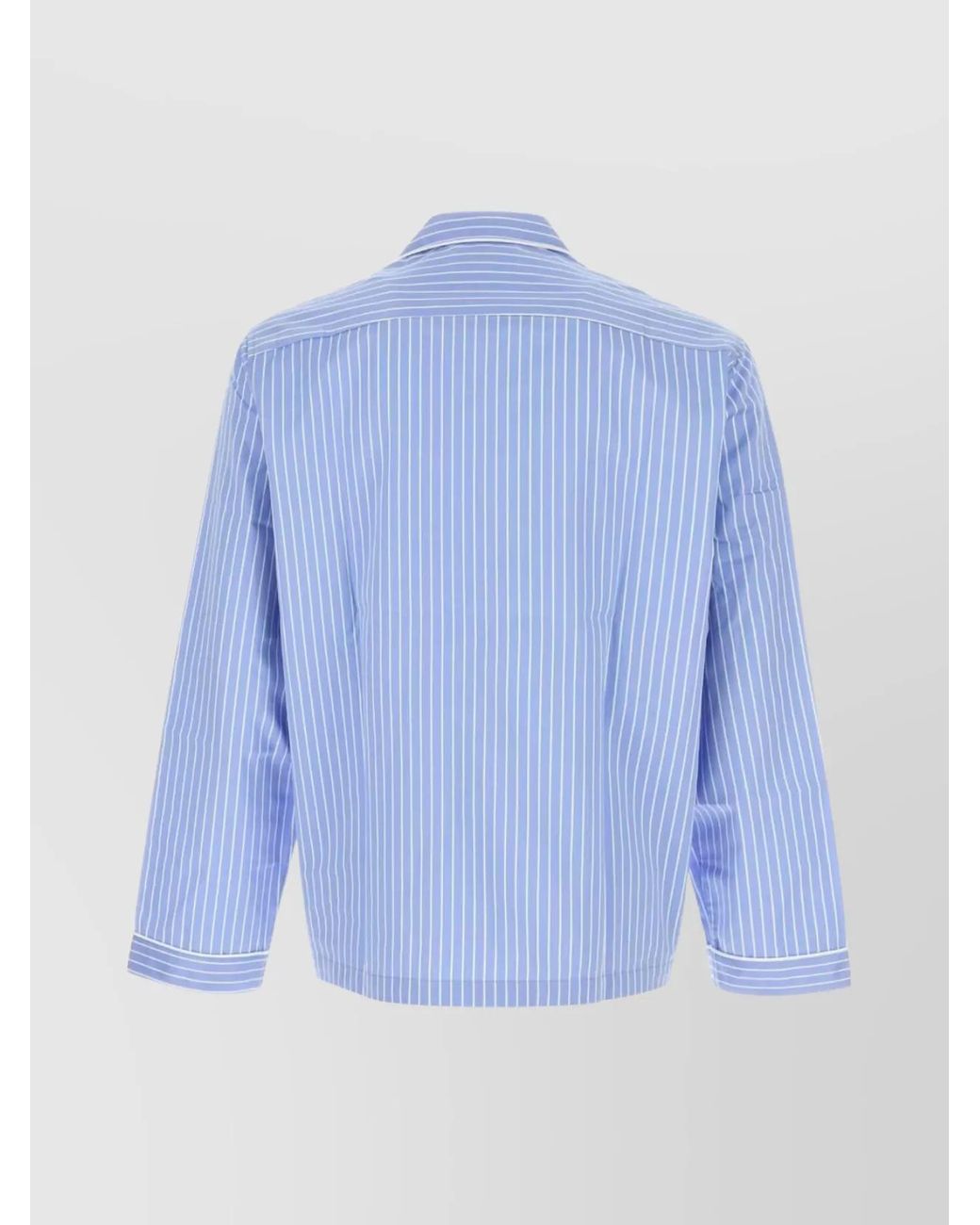 Tekla Blue Cotton Sateen Embroidered Shirt