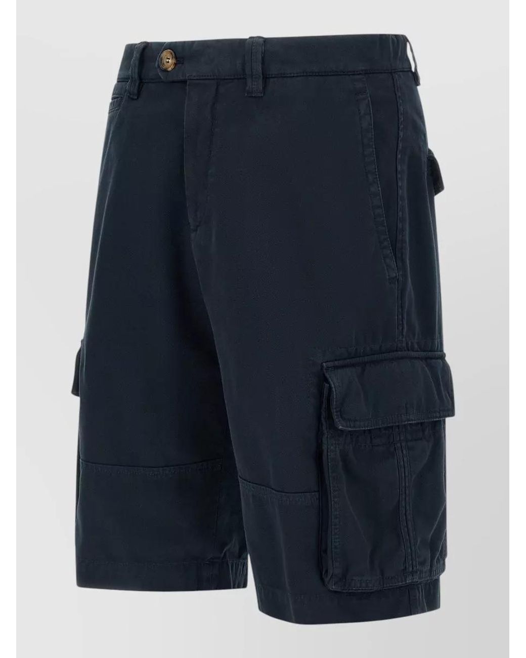 Brunello Cucinelli Blue Cotton Cargo Shorts for men