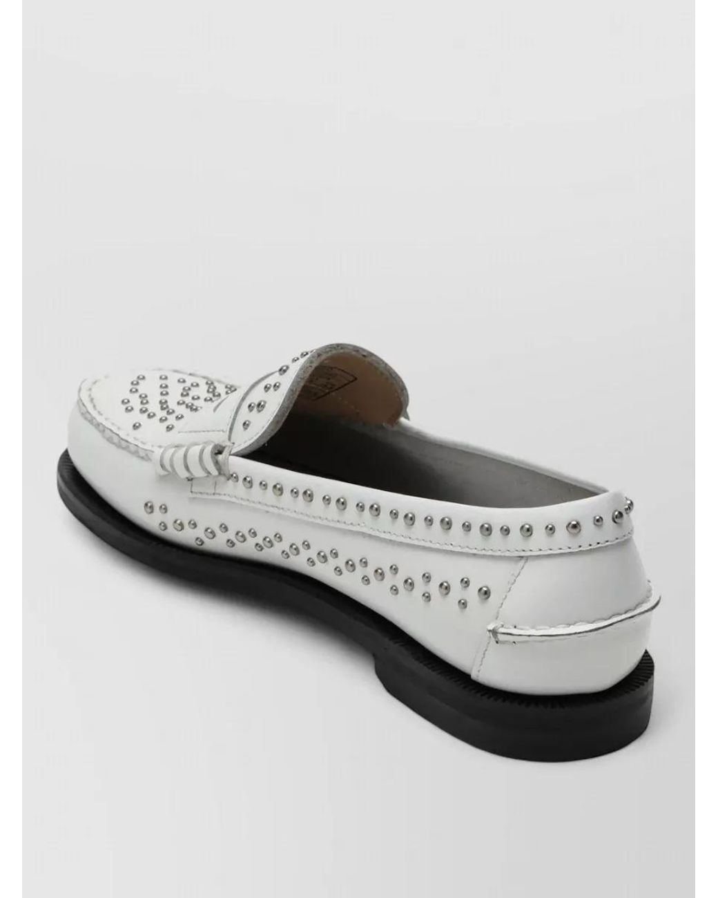 Sebago White Leather Studded Loafers