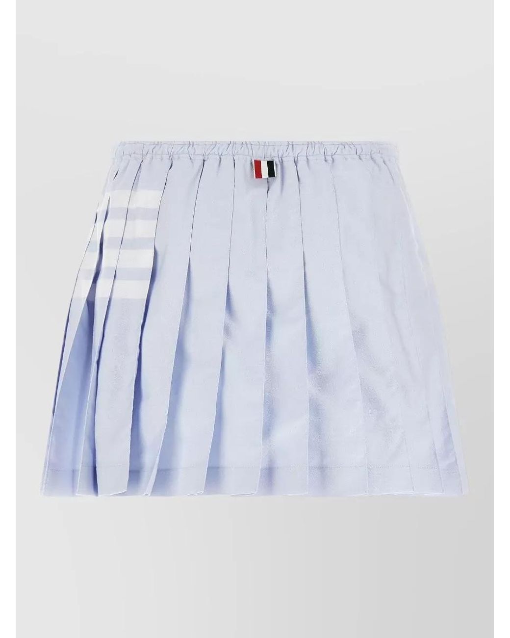 Thom Browne Blue Cotton Pleated Mini Skirt