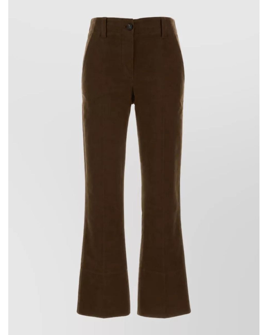 Brunello Cucinelli Brown Stretch Cotton Flared Trousers