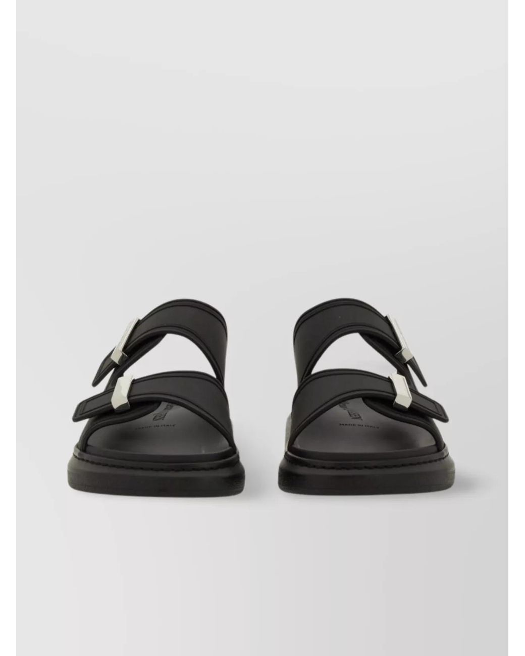 McQueen Black Oversized Rubber Slip-On Sandals