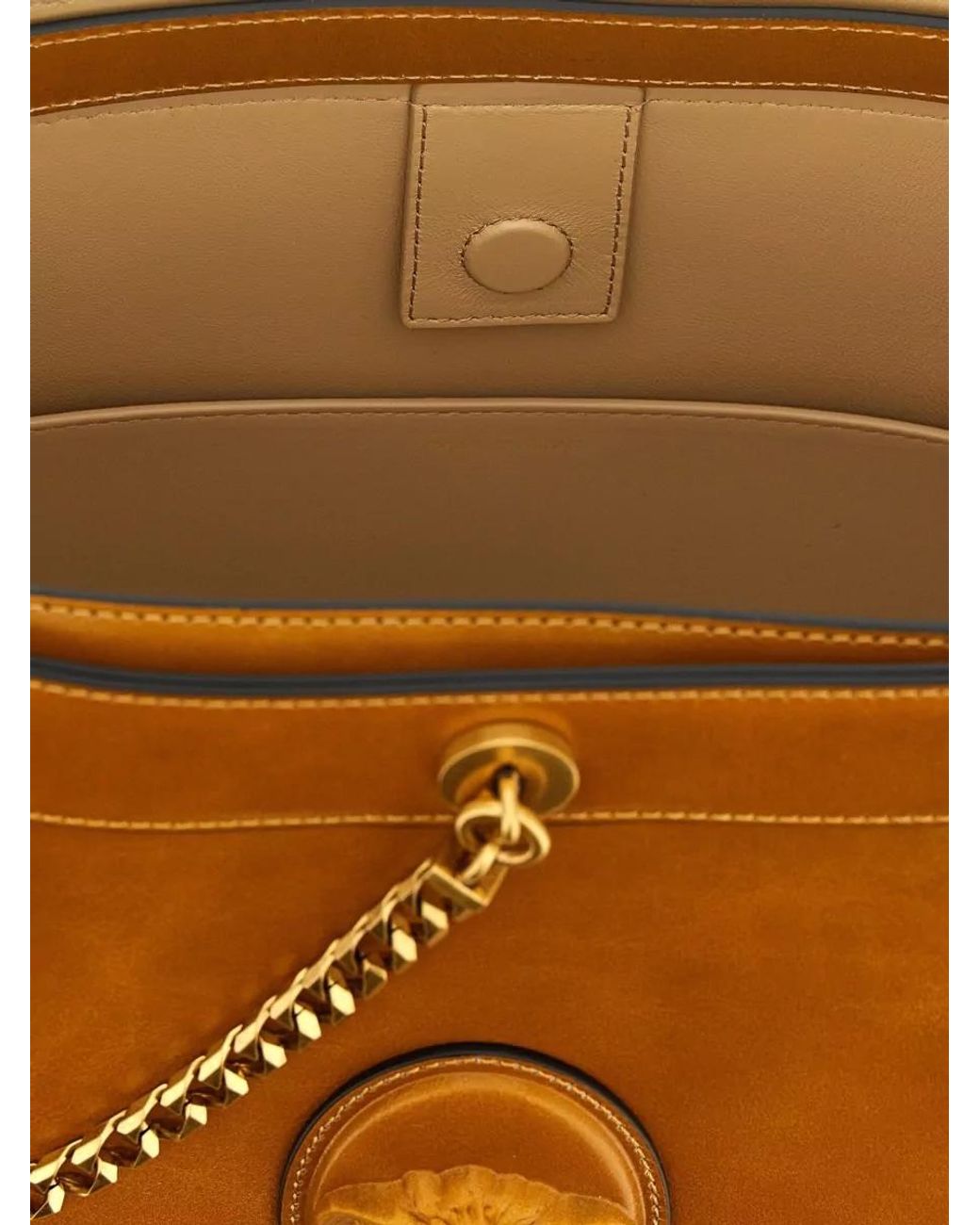 Versace White Small Leather Bucket Bag