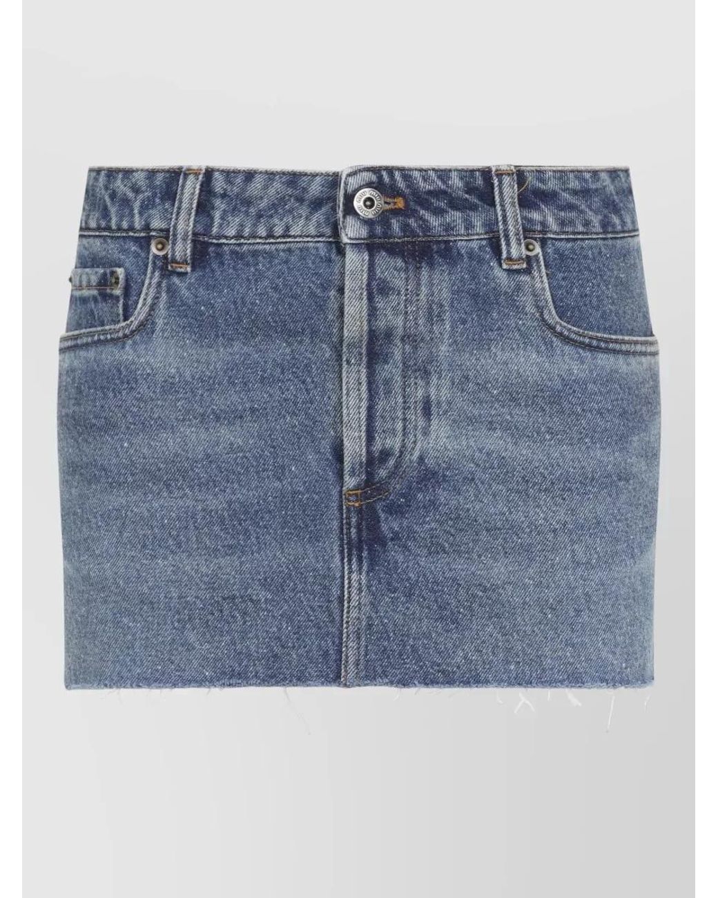 Miu Miu Blue Denim Frayed Hem Mini Skirt