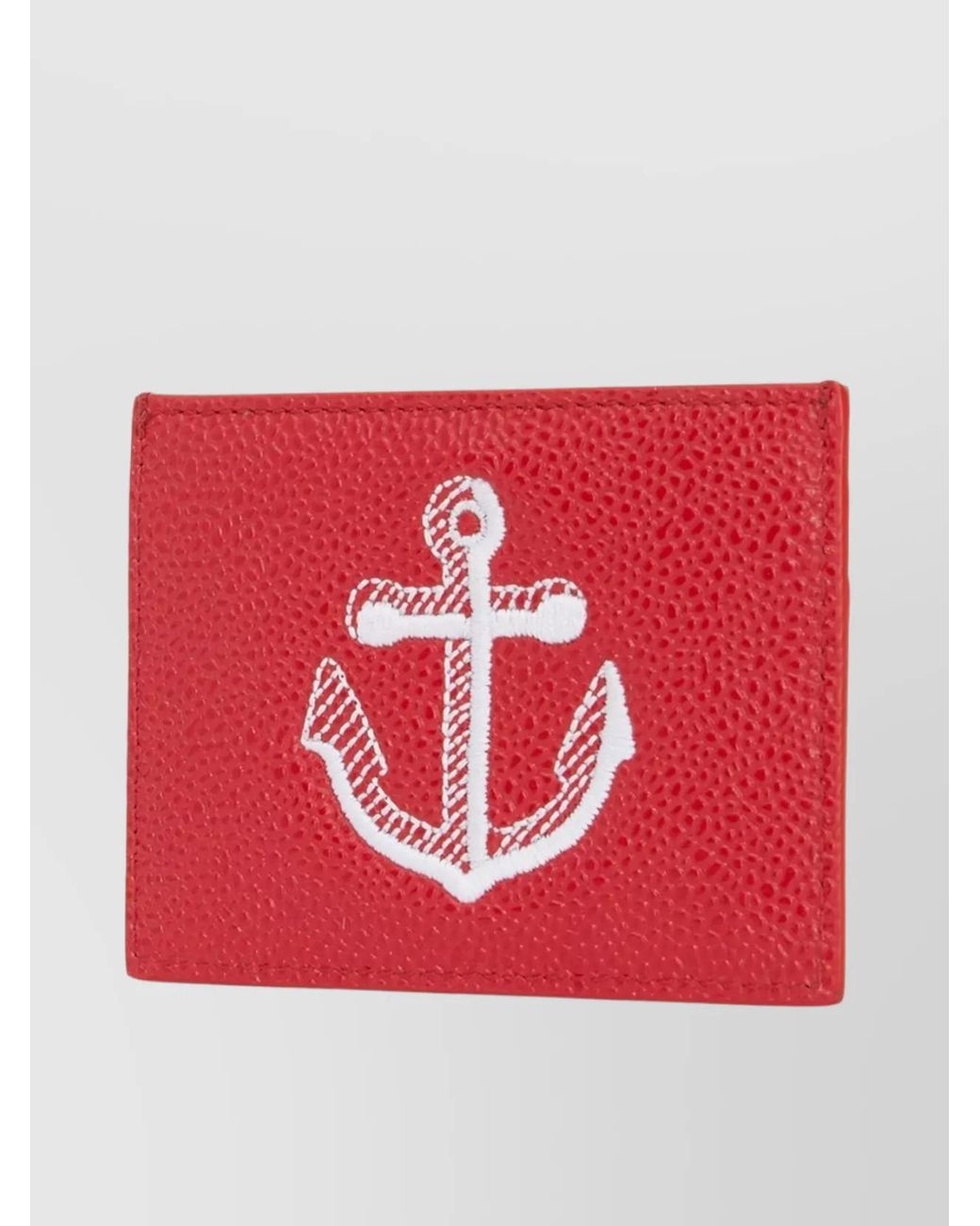 Thom Browne Red Leather Anchor-Print Cardholder