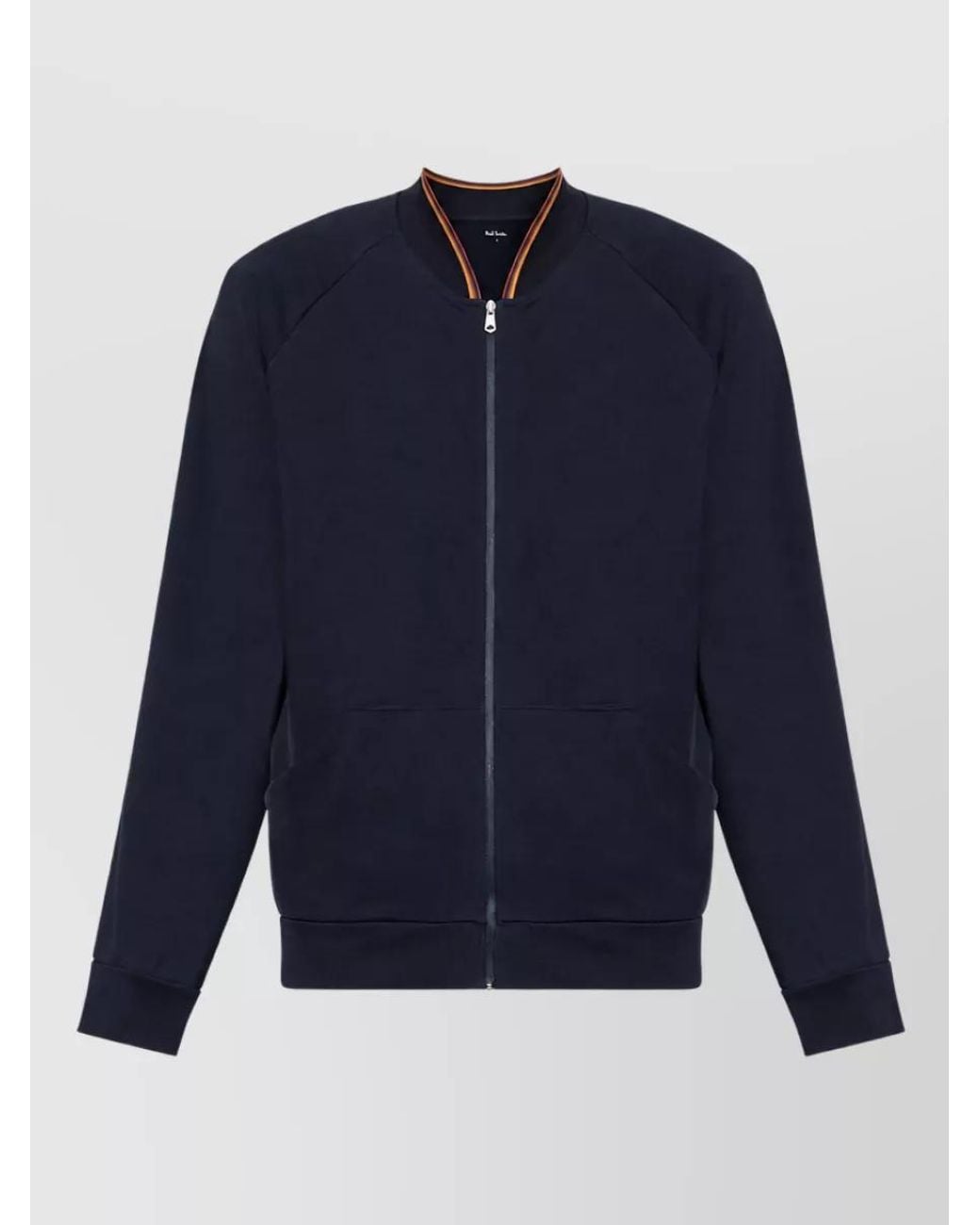 Paul Smith Blue Cotton Stand Collar Zip Sweatshirt for men