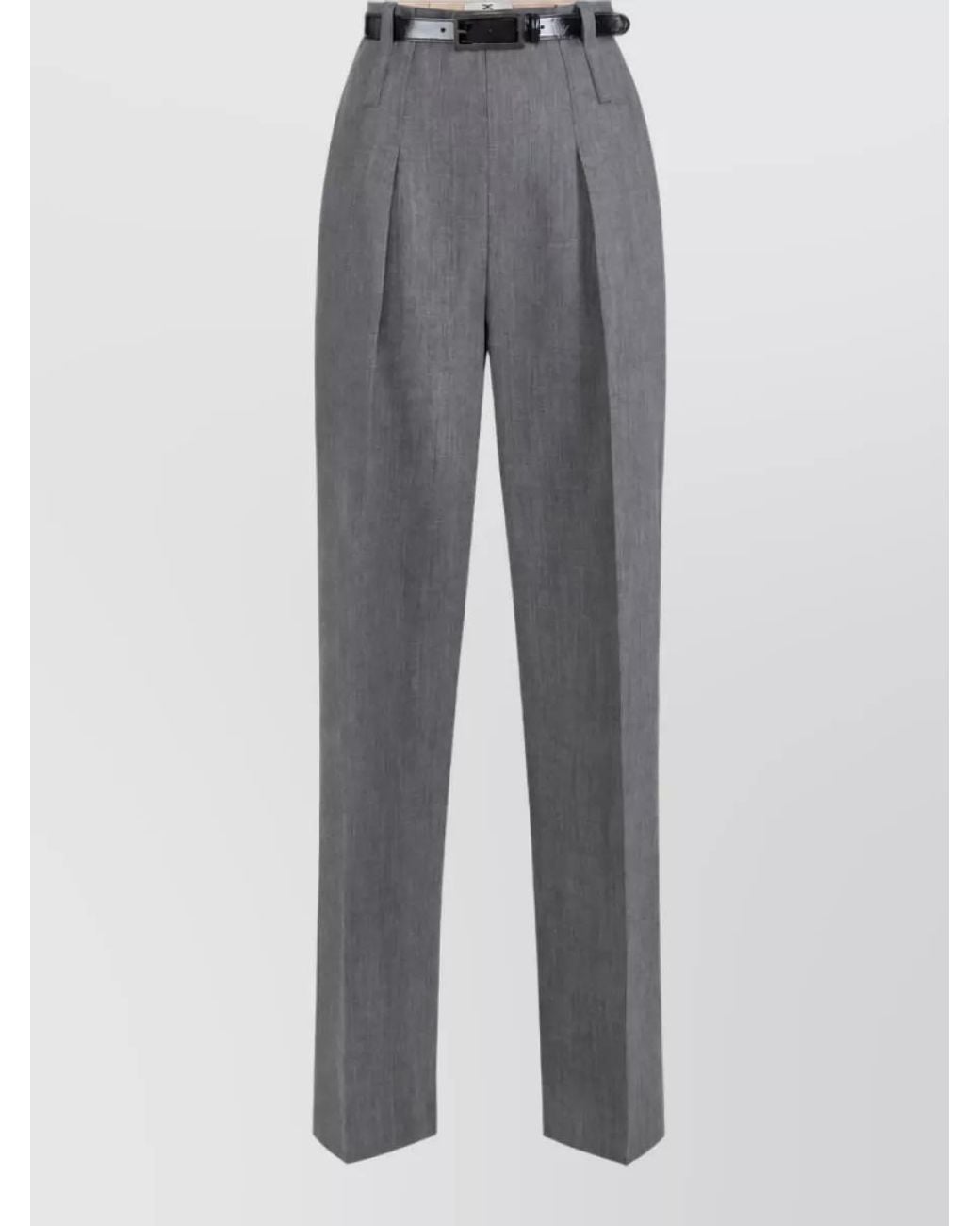 Elisabetta Franchi Gray Virgin Wool High-Rise Pleated Tailored Trousers