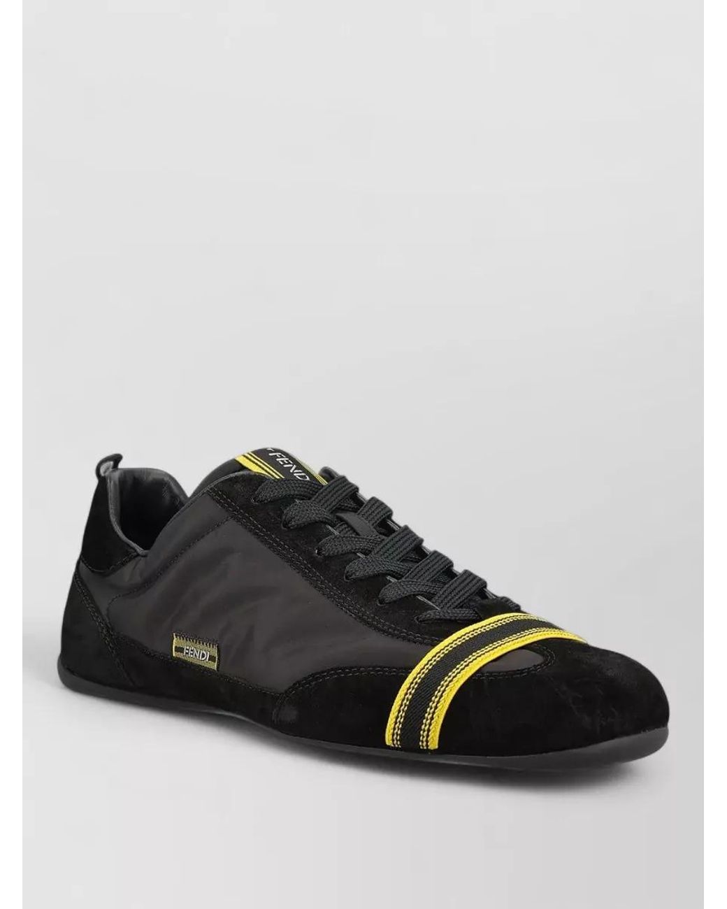 Fendi Black Leather Lace-Up Sneakers for men