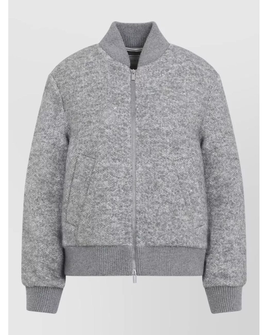 Peserico Gray Bouclé Bomber Jacket