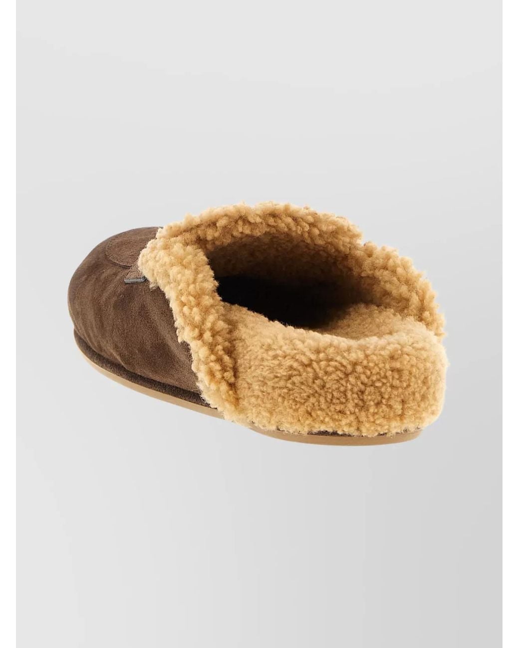 Rene Caovilla Brown Leather Crystal-Embellished Shearling Mules