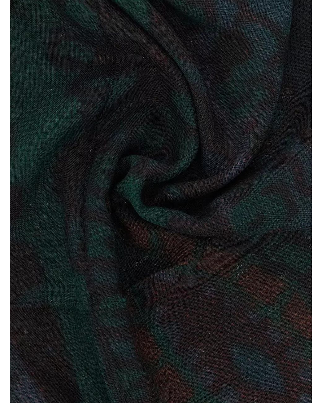 Dries Van Noten Blue Wool Printed Scarf for men
