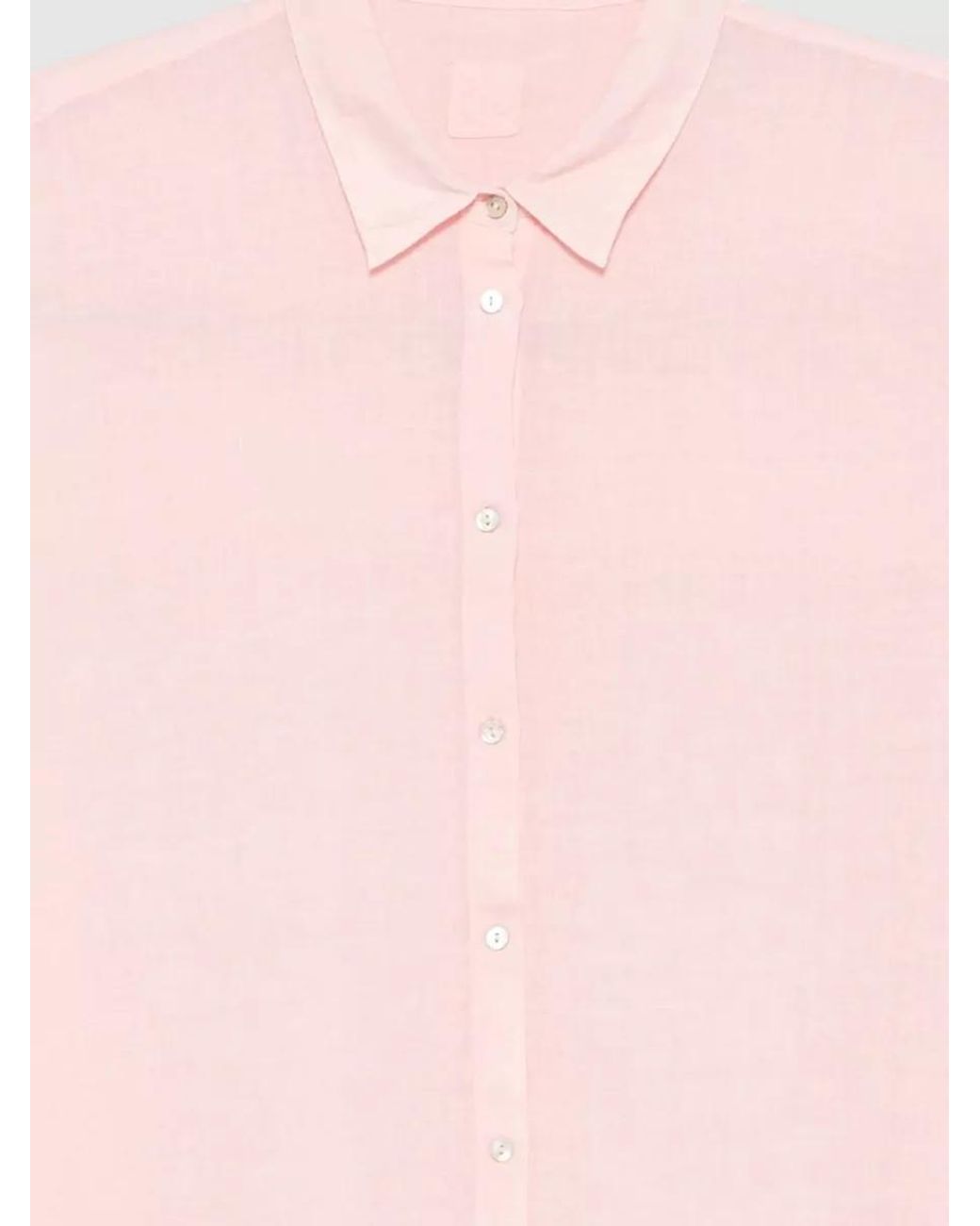 120% Lino Pink Linen Short-Sleeve Shirt