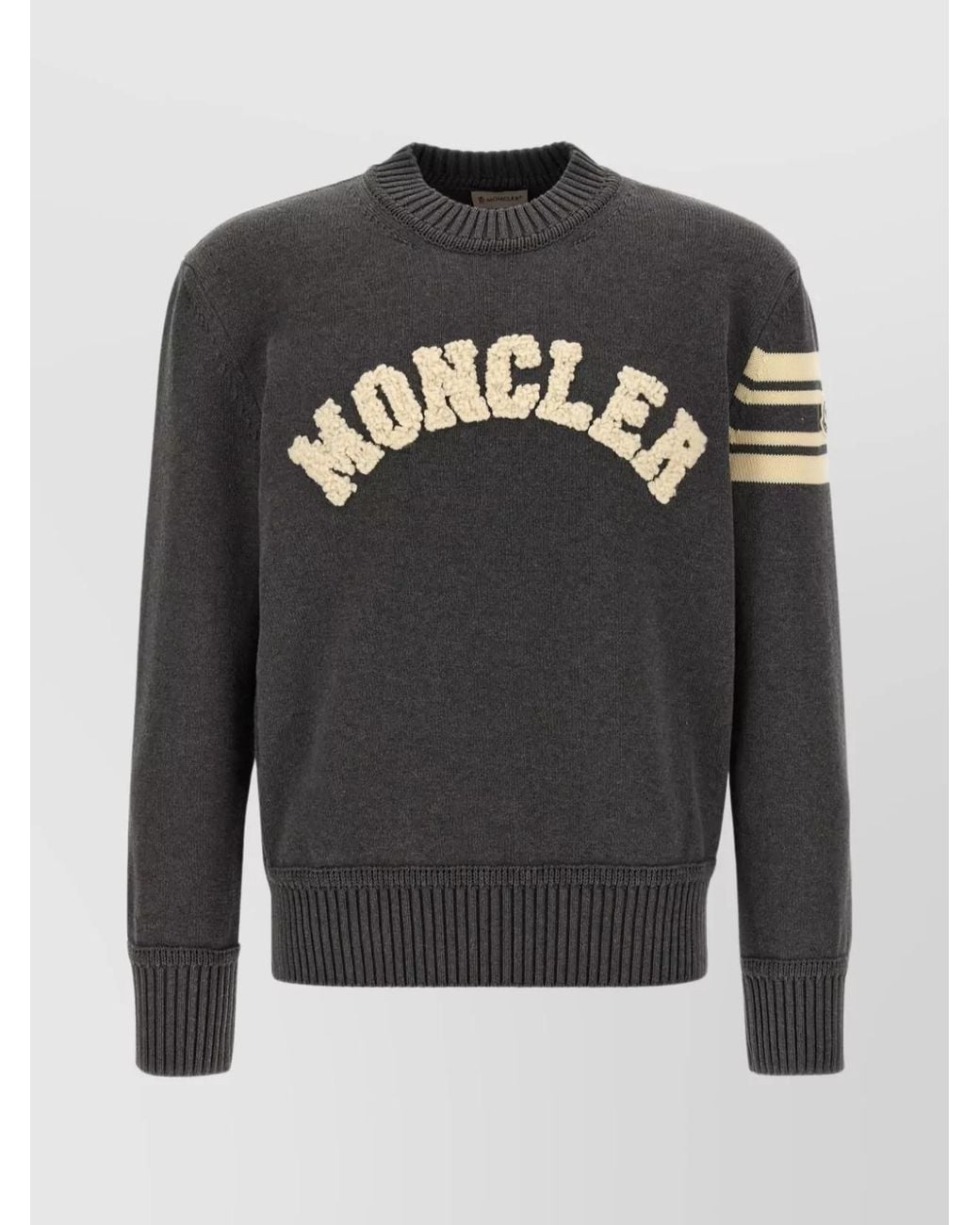 Moncler Gray Cotton Logo Jumper for men