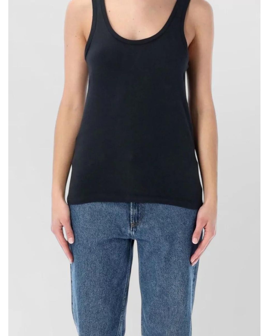 American Vintage Blue Cotton Fitted Tank Top