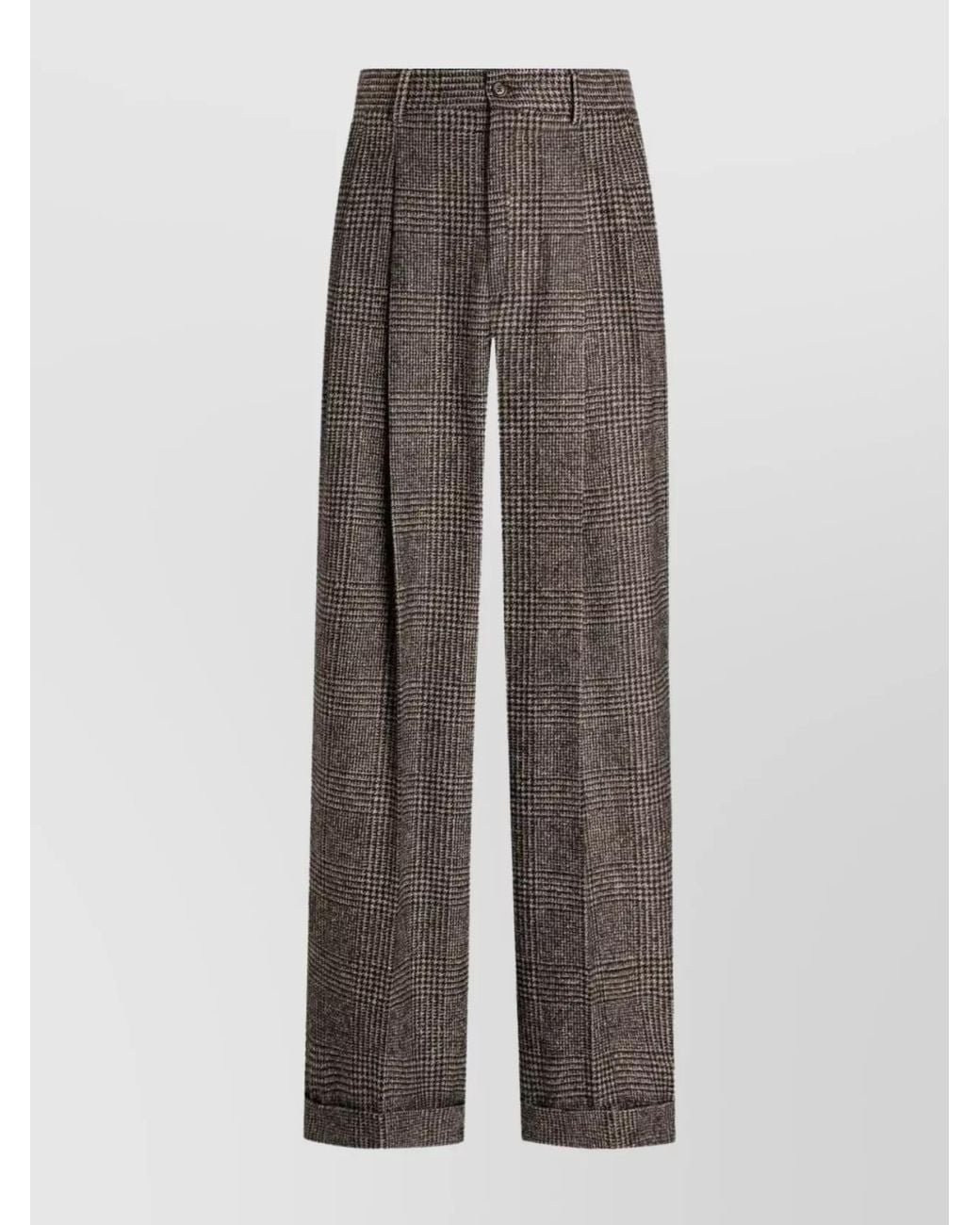 Dolce & Gabbana Brown Alpaca-Blend Prince Of Wales Wide-Leg Pants for men