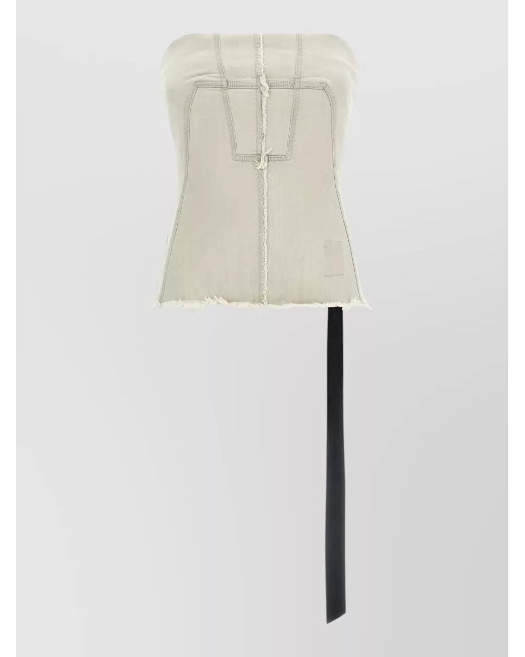 Rick Owens Natural Denim Off-The-Shoulder Bustier Top