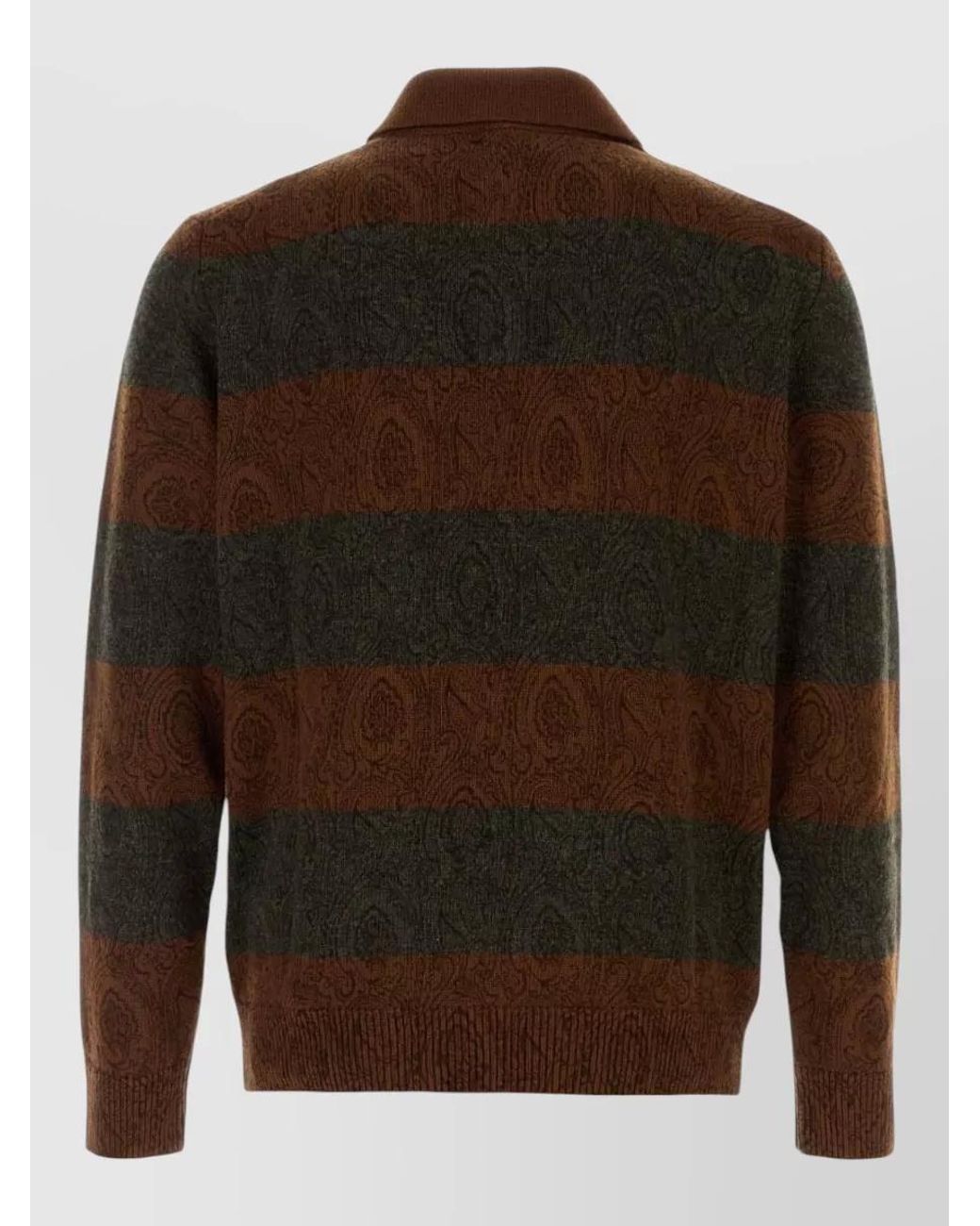 Etro Brown Embroidered Wool Polo Shirt for men