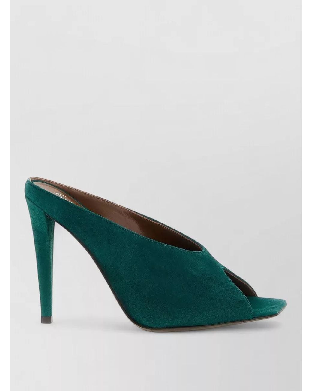 Giuseppe Zanotti Green Suede Leather V-Neck Mules
