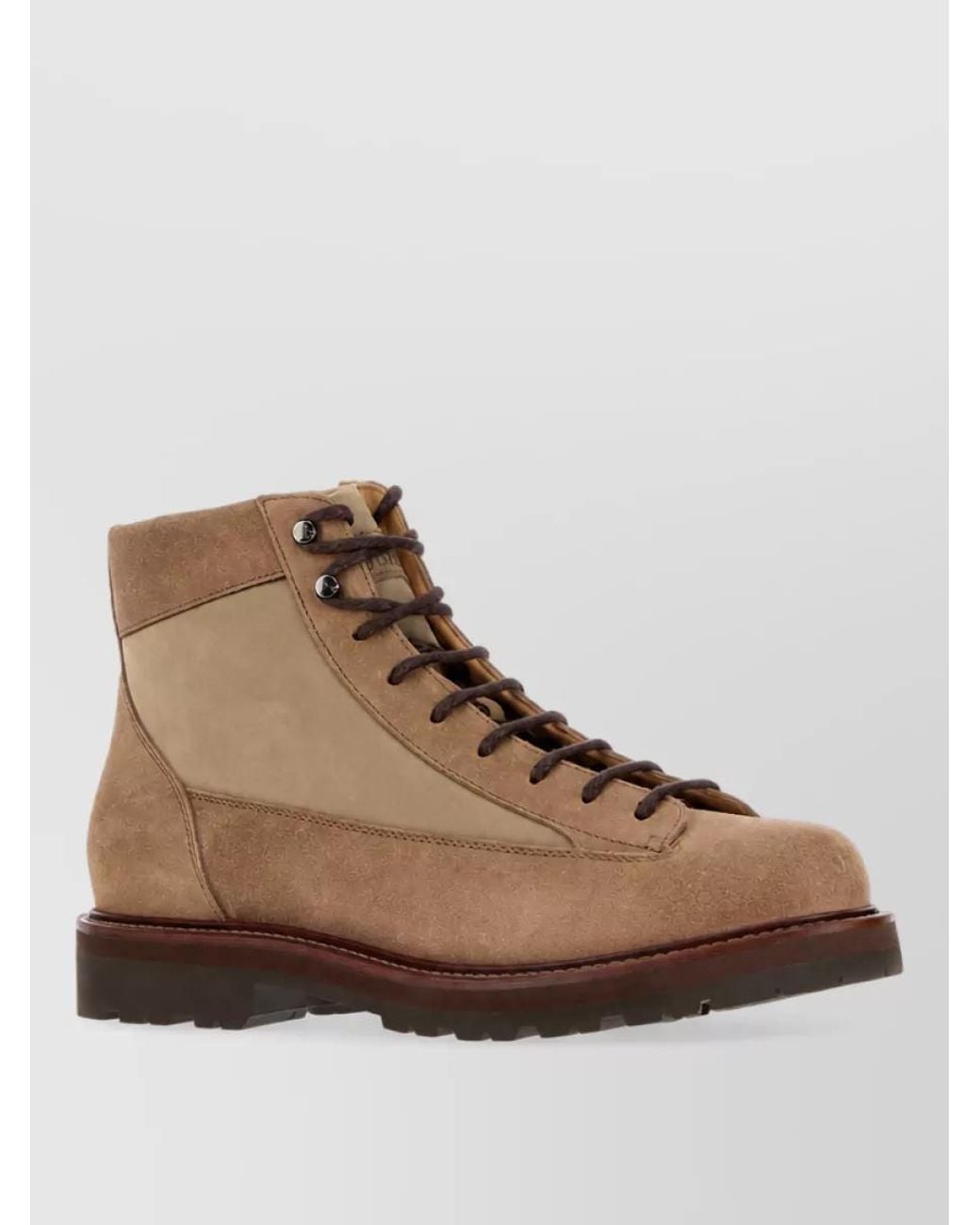 Brunello Cucinelli Brown Suede Lace-Up Ankle Boots for men