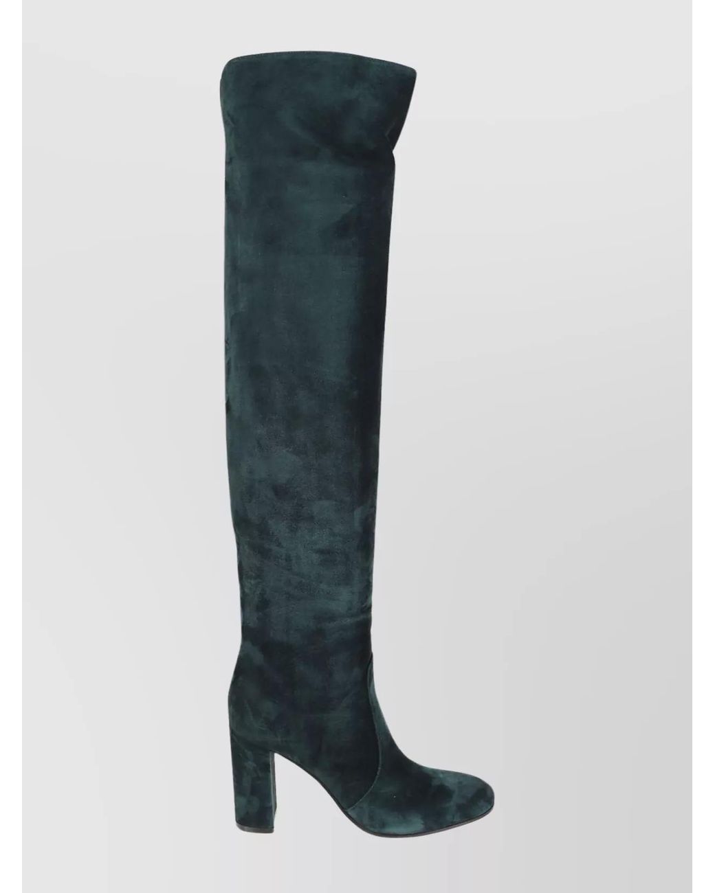 Gianvito Rossi Blue Suede Block Heel Over-The-Knee Boots