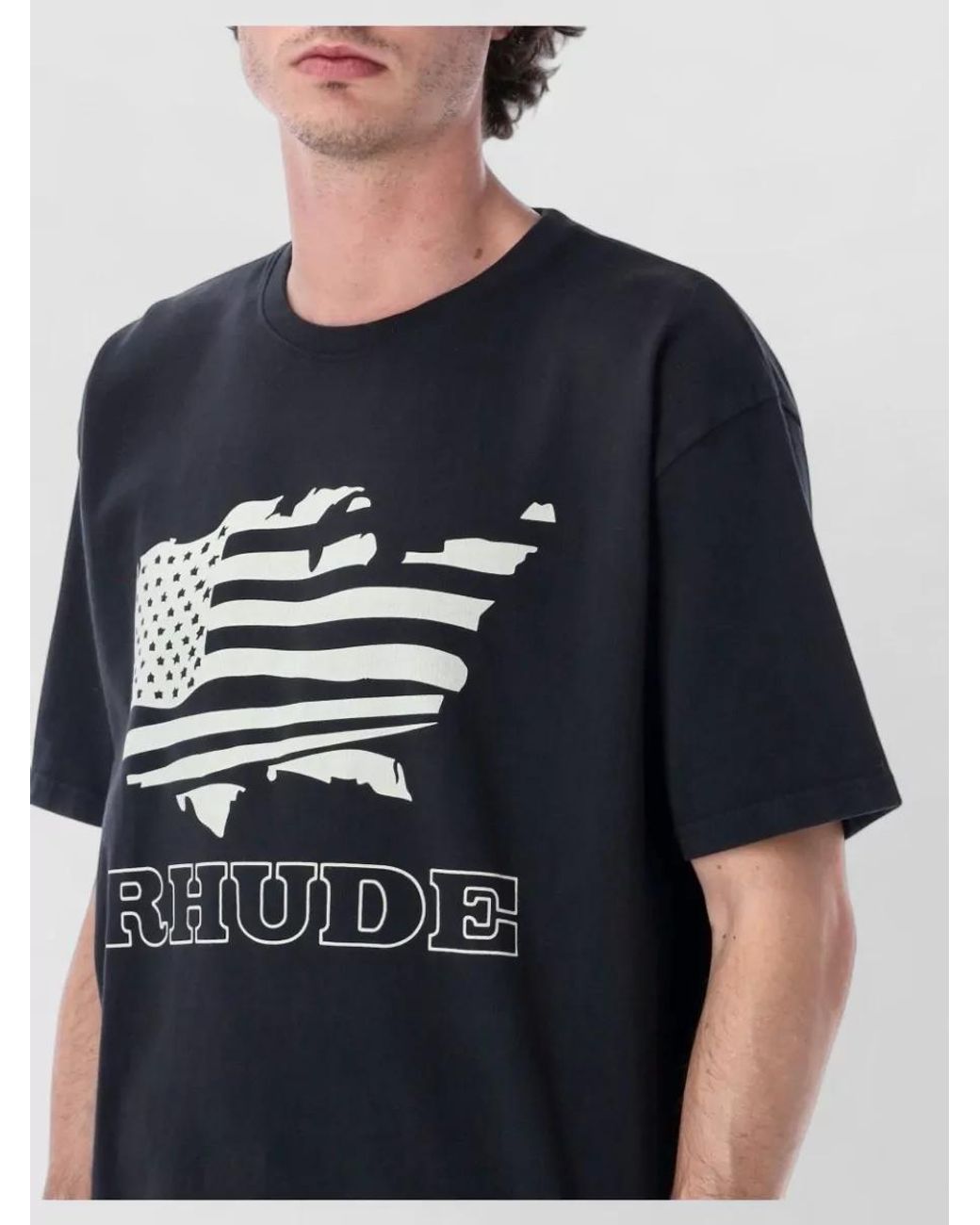 Rhude Blue Banner Cotton T-Shirt for men