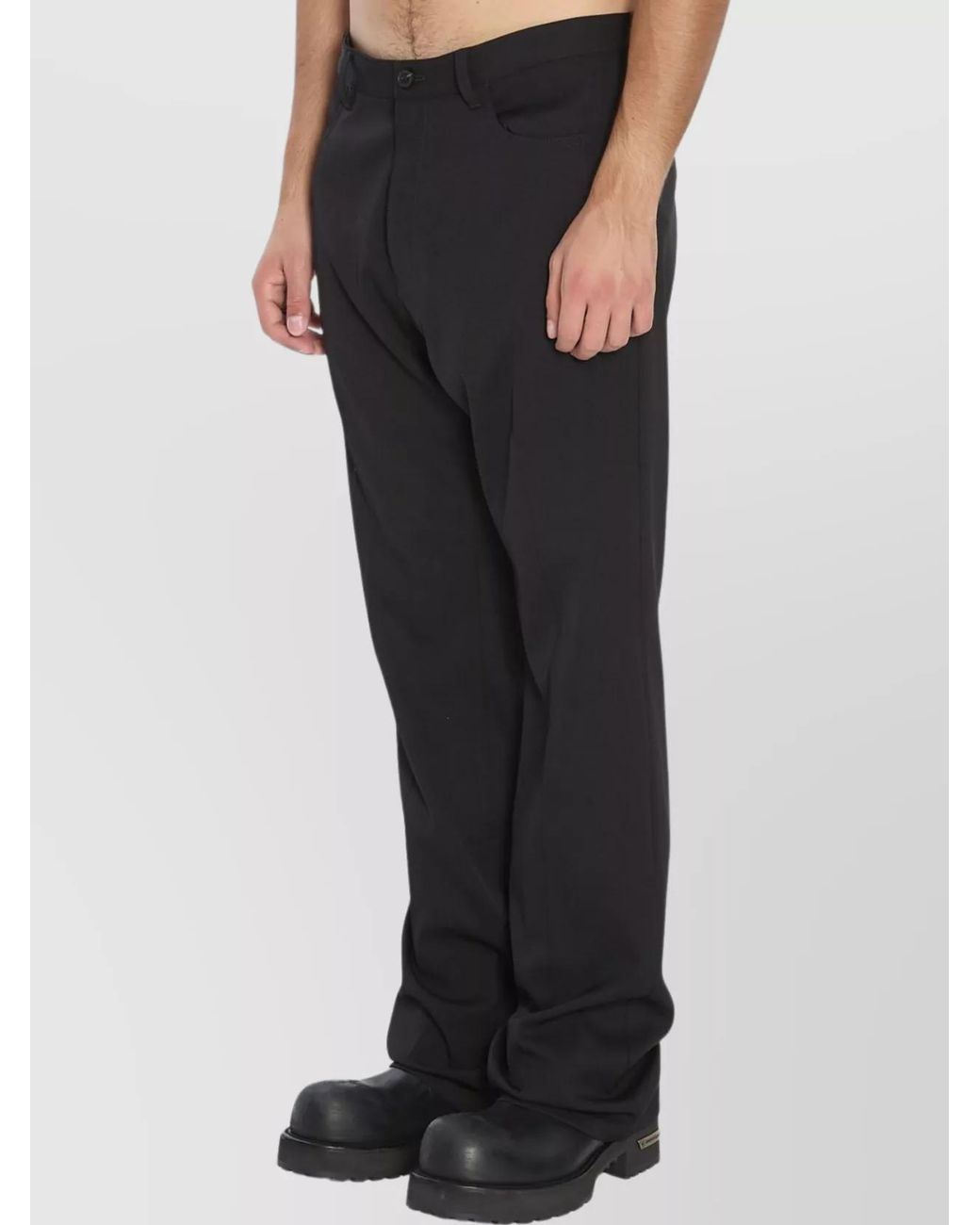 Balenciaga Black Wool Mid-Rise Regular-Fit Straight-Leg Trousers for men
