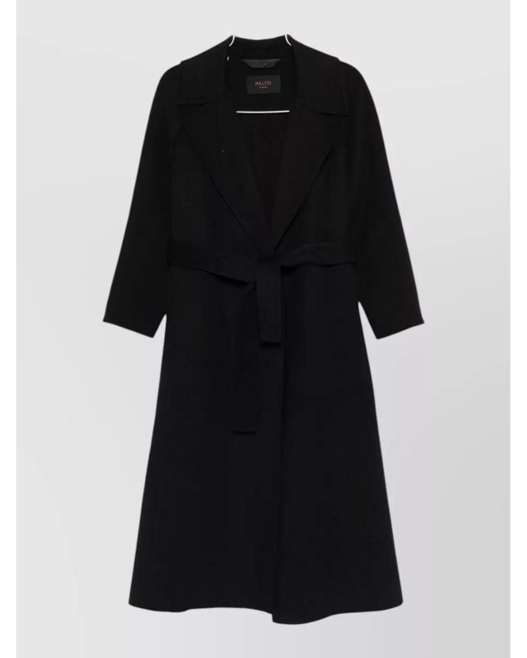 Paltò Black Wool Belted Single-Breasted Coat