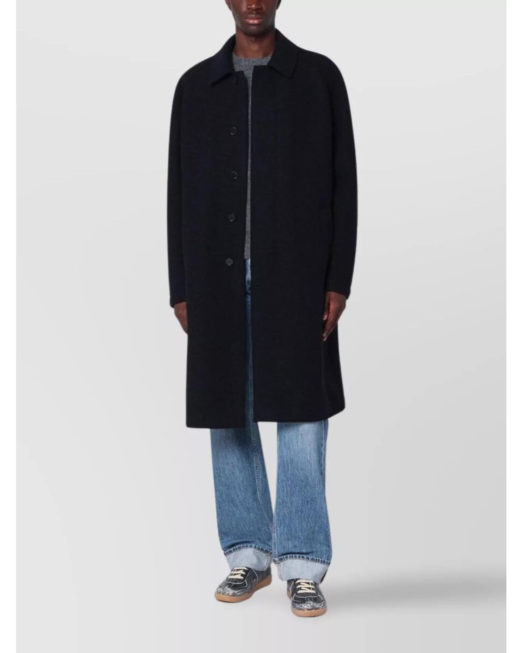 Harris Wharf London Blue Wool Single Breasted Coat for men