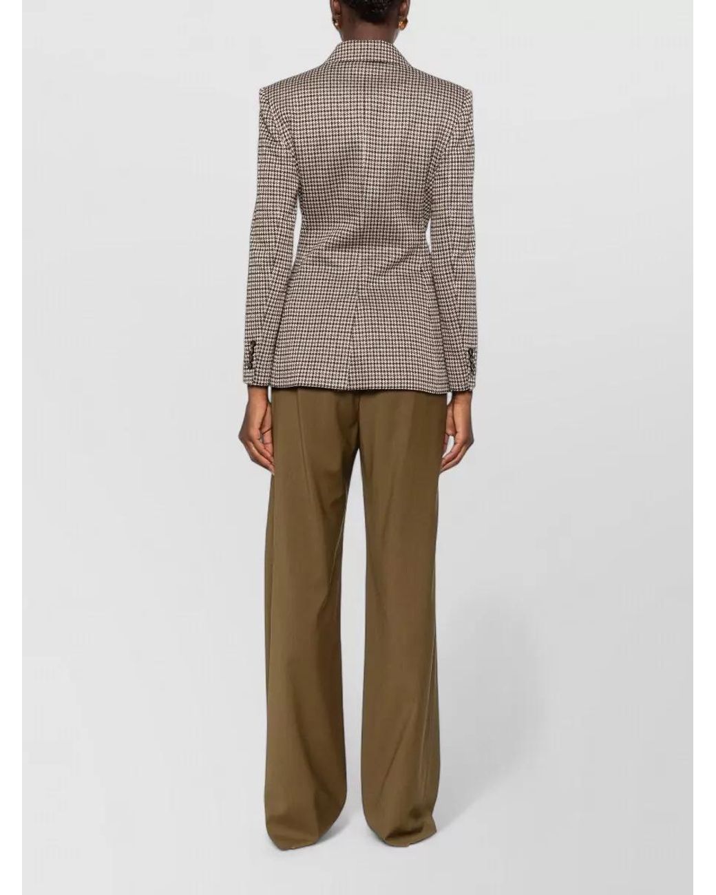 Max Mara Gray Double-Breasted Houndstooth Blazer