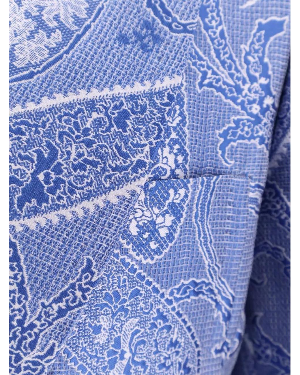 Etro Blue Silk Blend Paisley Print Single Breasted Blazer