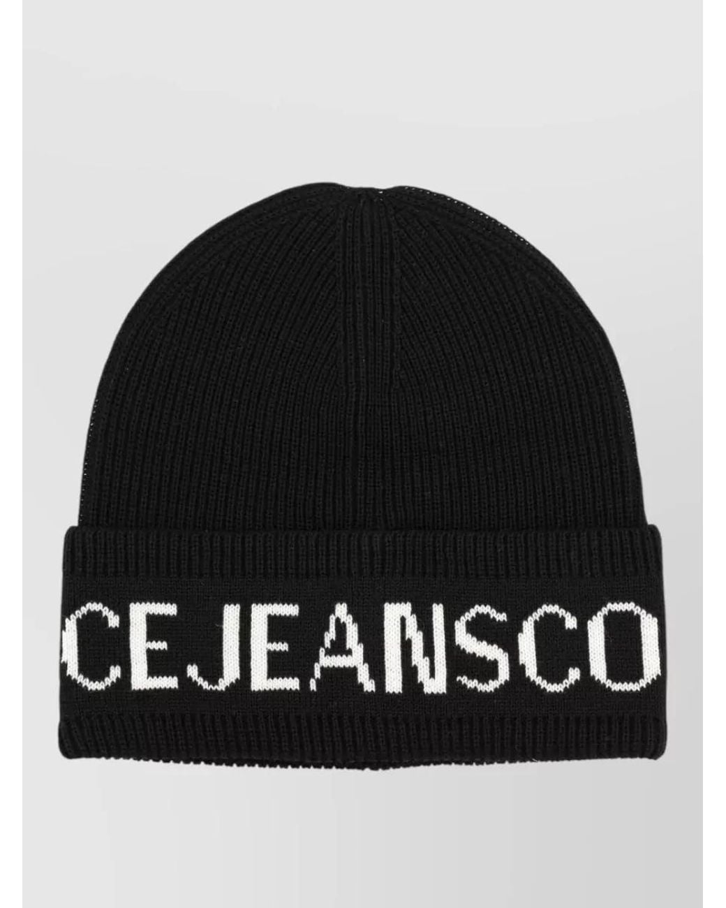 Versace Jeans Couture Black Wool Beanie for men