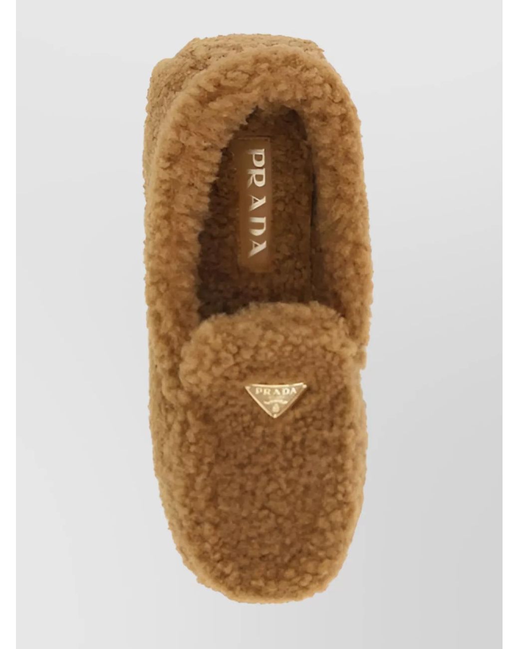 Prada Multicolor Shearling Fabric Loafers Rubber Sole