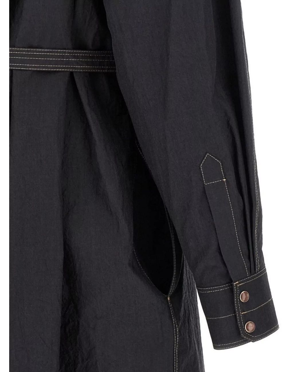Lemaire Black Cotton Asymmetric Shirt Midi Dress
