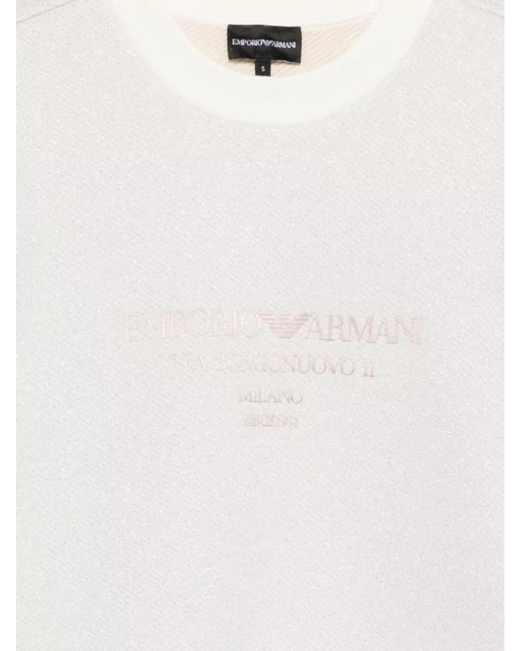 Emporio Armani White Logo Print Lurex Sweatshirt