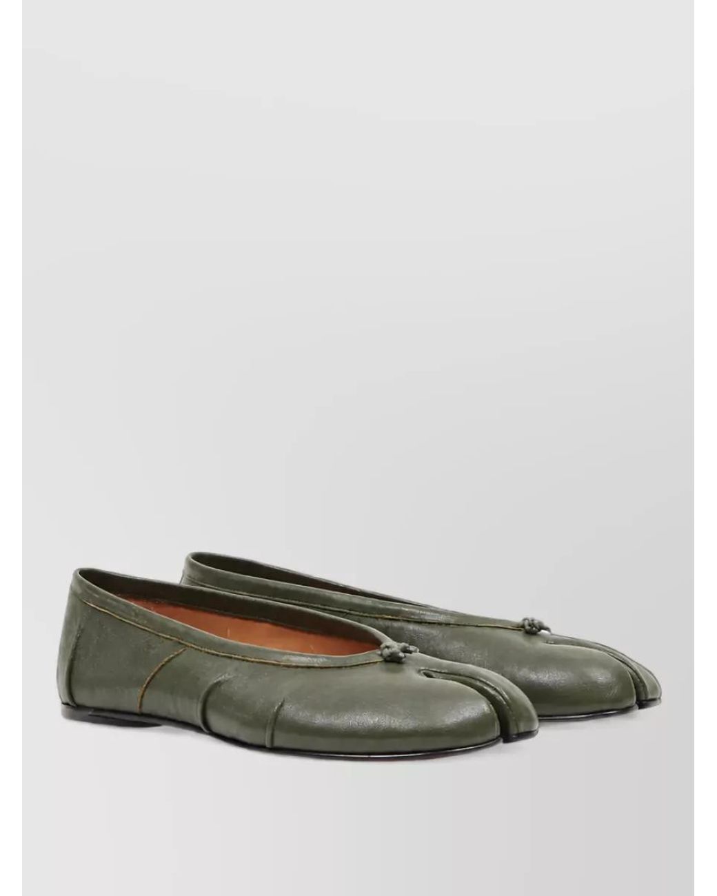 Maison Margiela Gray Leather Ballerina Flats