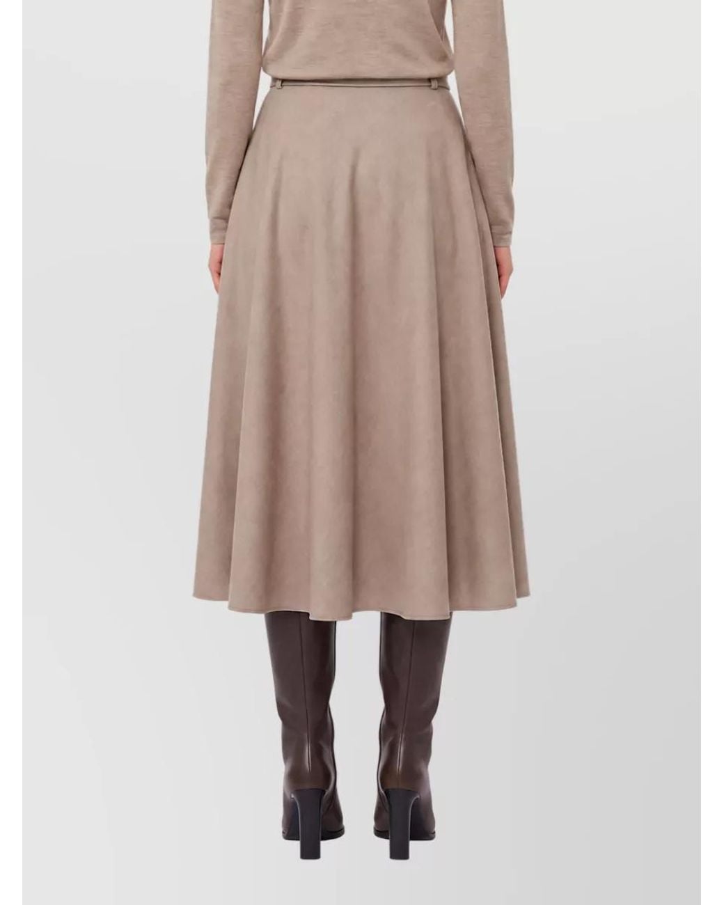 Max Mara Natural Cashmere Flared Midi Skirt