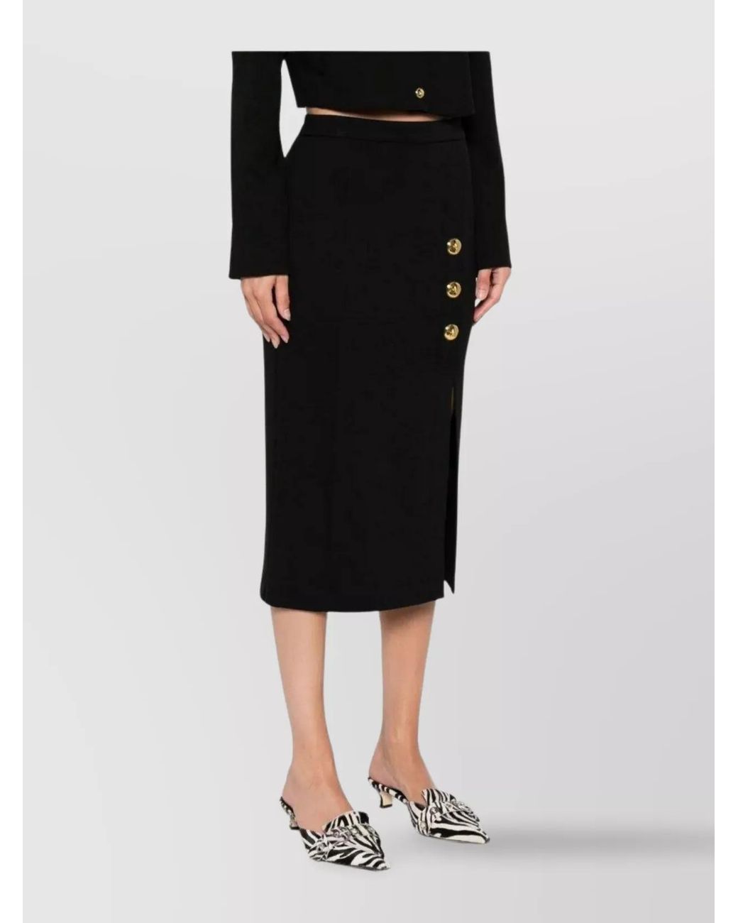 Pinko Black Side Split Knee-Length Pencil Skirt
