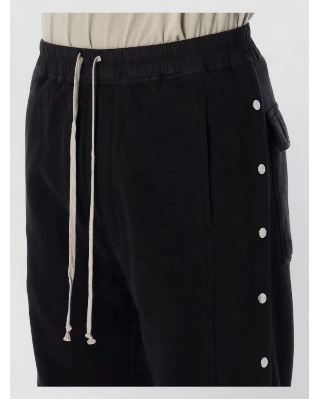 Rick Owens Black Cotton Wide Leg Track Pants for men