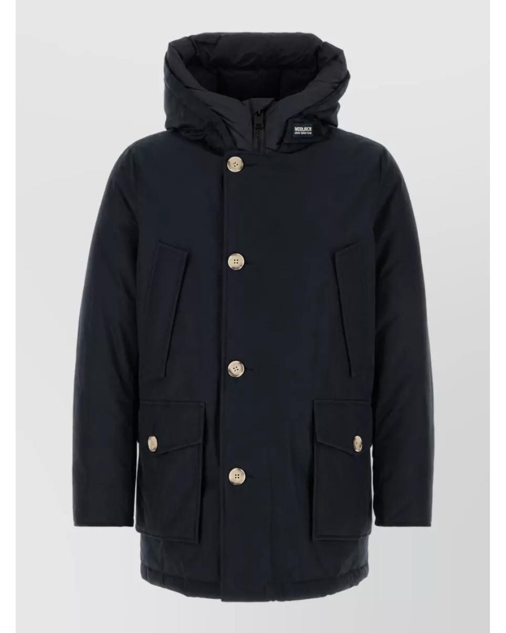Woolrich Blue Down Hooded Longline Parka for men
