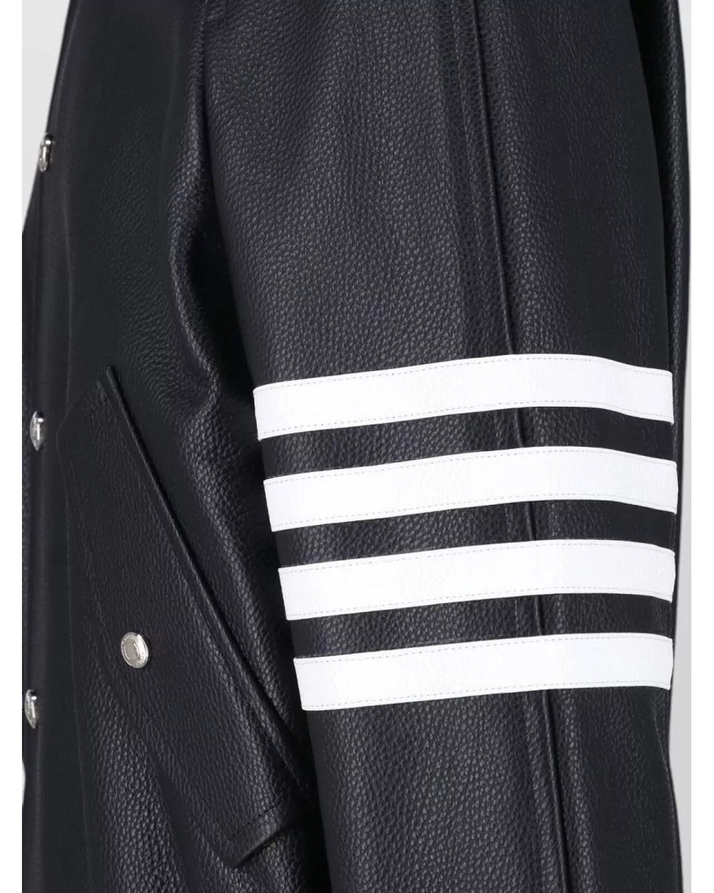 Thom Browne Black Leather Coat for men