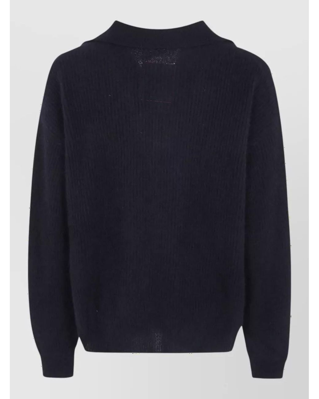 Uma Wang Blue Raccoon Wool Long-Sleeve Polo Sweater for men