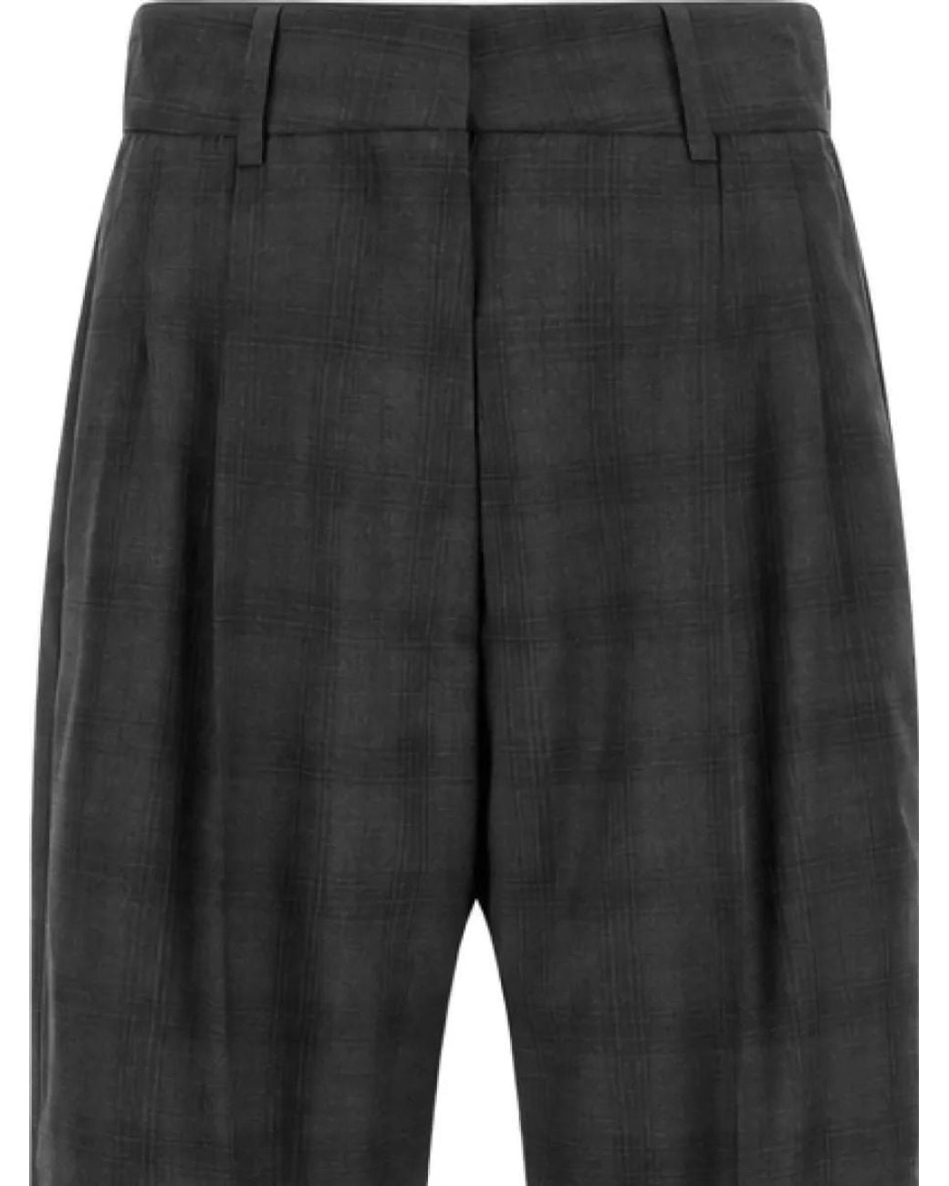 Blazé Milano Black Checked Virgin Wool High-Rise Pleated Wide-Leg Suit Trousers