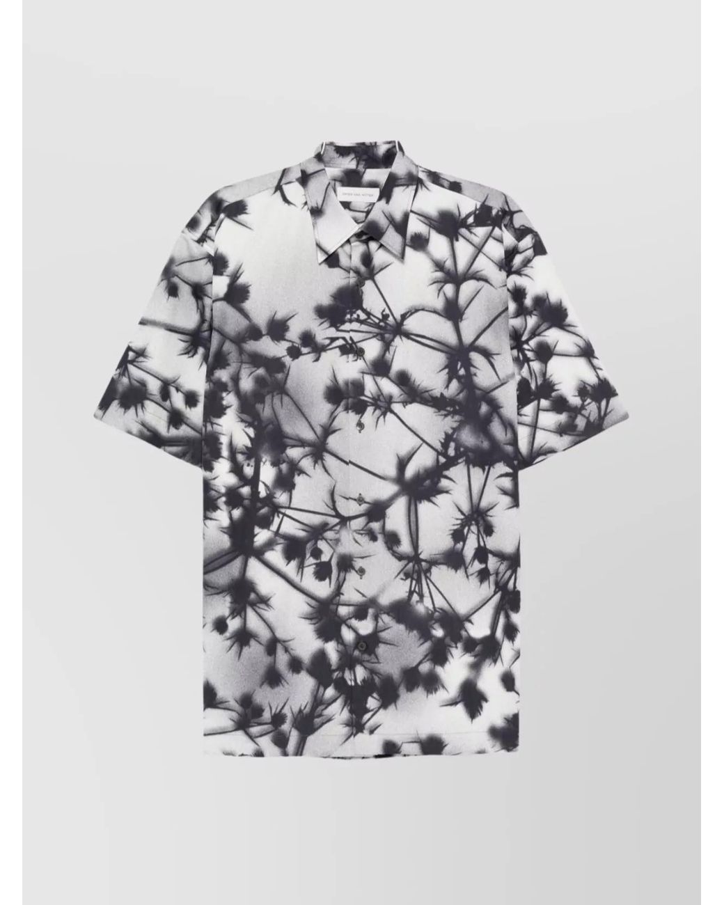 Dries Van Noten White Floral-Print Short-Sleeve Shirt for men