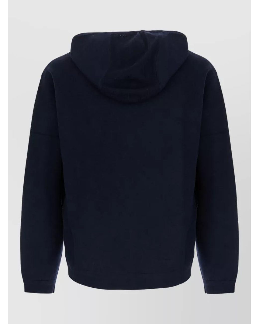 Emporio Armani Blue Hooded Wool Zip-Up Cardigan for men