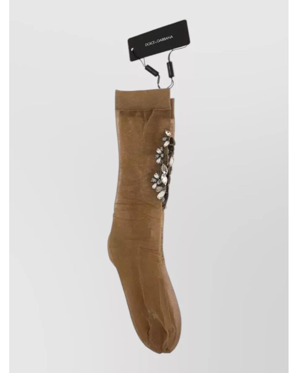 Dolce & Gabbana Green Metallic Crystal-Embellished Socks