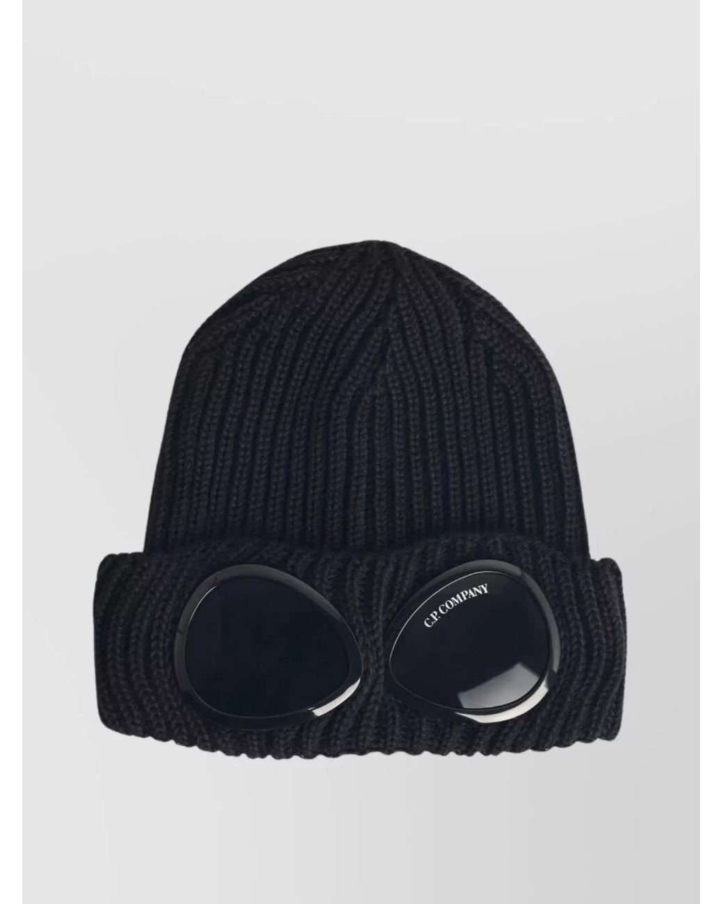 C P Company Blue Merino Wool Ribbed Beanie for men