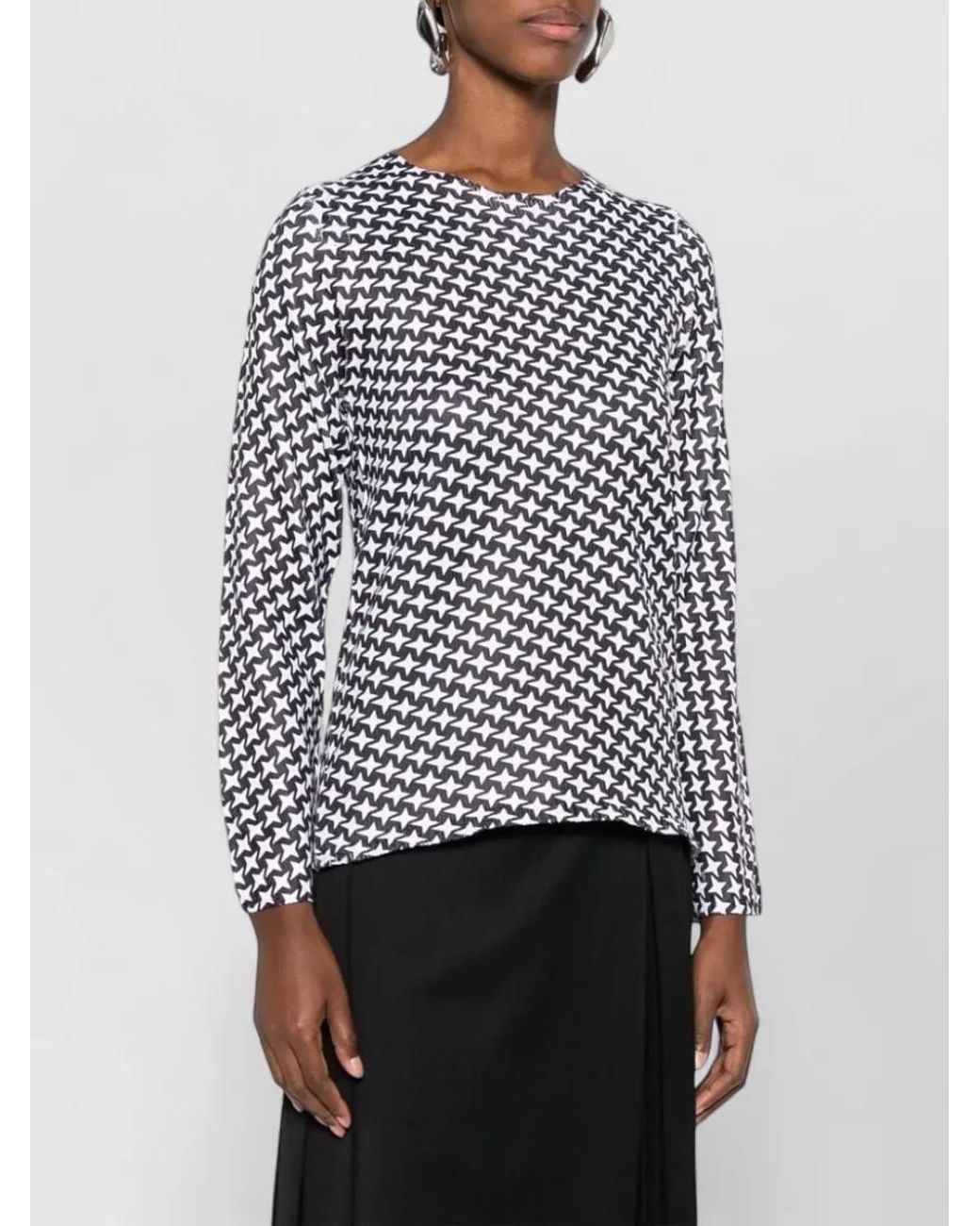 Comme des Garçons Black Fine-Ribbed Star-Print Long-Sleeve Blouse