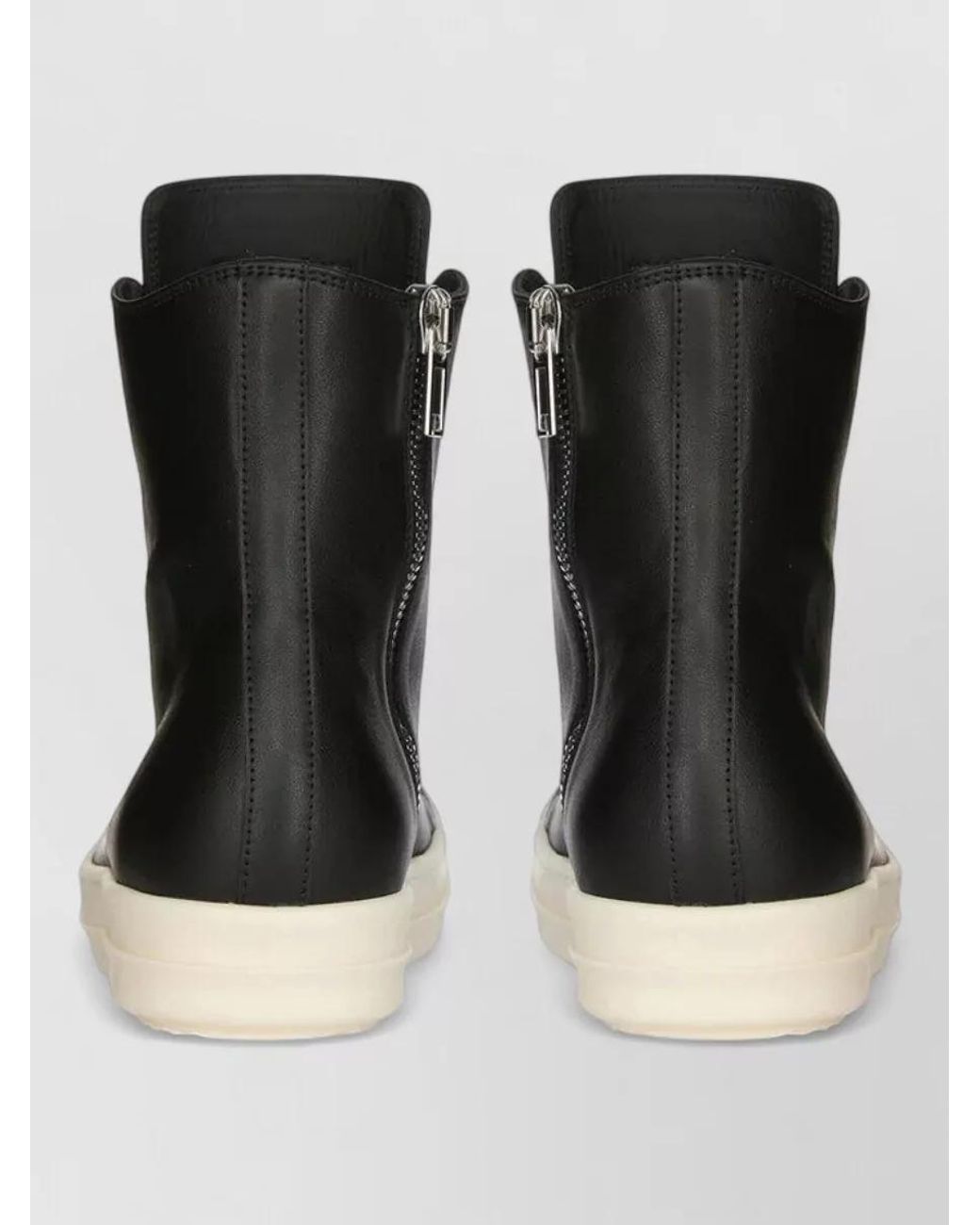 Rick Owens Black Leather High-Top Ankle Boots for men