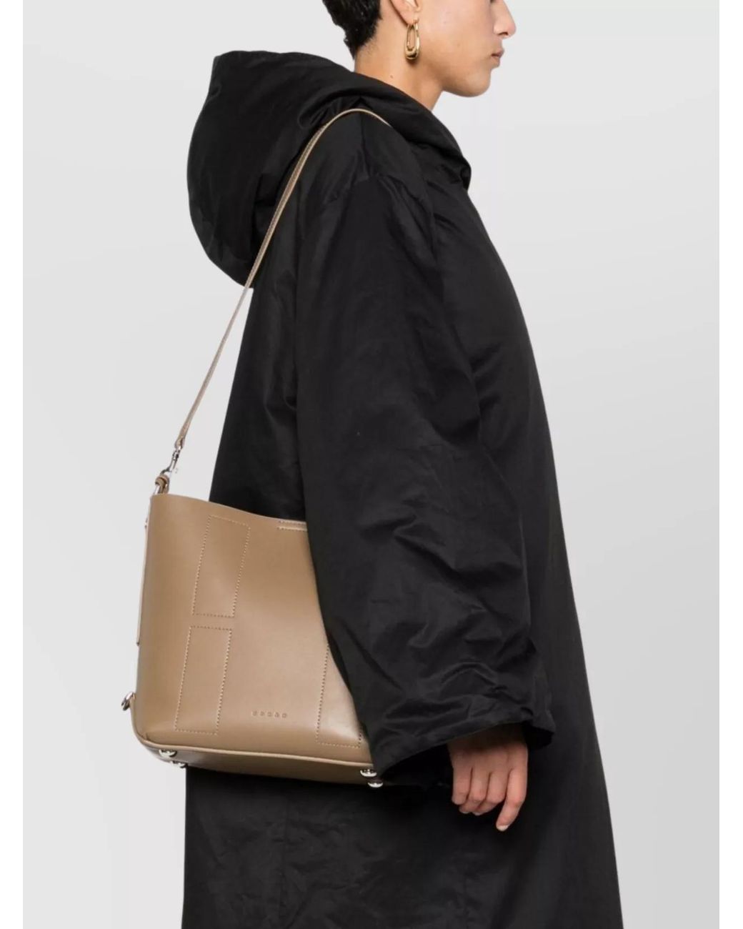 Hogan Brown H-Hobo Small Leather Shoulder Bag